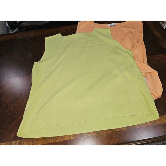 Lot 2 Coldwater Creek Silk Blend Shell Sleeveless Tops Tank Green Coral 2x Plus - Picture 6 of 9